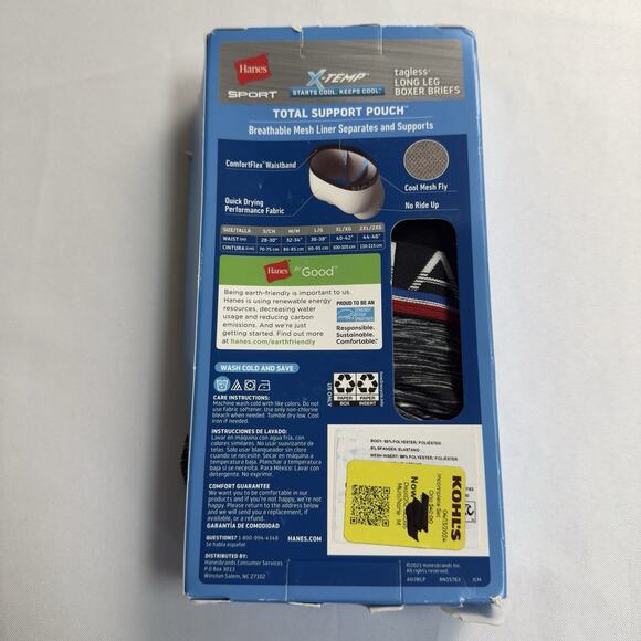 Hanes Sport X-Temp Men's Tagless Trunks 2-Pack "Total Support Pouch" Size M - Picture 6 of 9